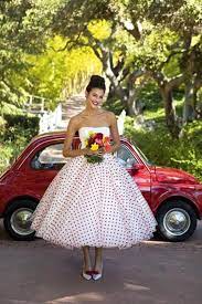The 15 Prettiest Polka Dot Wedding Dresses For The Girly Bride Wedpics Blog Polka Dot Wedding Dress Wedding Dresses 50s Wedding Dress Magazine