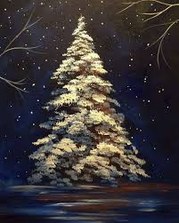 Image May Contain Night And Outdoor Christmas Tree Painting Tree Painting Christmas Tree Drawing