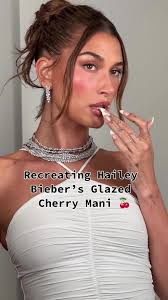 If Hailey Bieber says cherry manis are in, they’re in 🍒 #celebritynails  #glazednails #cherrynails #summernails #nailinspo #haileybieber