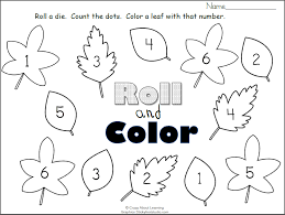 Free Fall Leaves Roll And Color Numbers Worksheet Madebyteachers Fall Preschool Worksheets Fall Worksheets Numbers Kindergarten