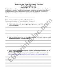 Luther was born into a world governed by the roman church and a distant emperor. Remember The Titans Discussion Questions Esl Worksheet By Annieinaspen