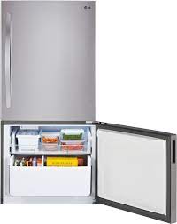When the lower basket is pulled out, the upper basket may be pushed back to further improve access to the lower basket. Lg Lbc24360sw 33 Inch Bottom Freezer Refrigerator With 23 8 Cu Ft Capacity 2 Spillproof Glass Shelves Gallon Door Storage Flip Up Door Bin 2 Humidity Controlled Crispers Ice Maker Led Lighting And Swing Door