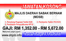 Senarai nama tuan yang dipertua majlis daerah sabak bernam (semasa menjadi majlis tempatan sungai besar, sekinchan dan sungai air tawar serta 1 lembaga bandaran sabak bernam. Jawatan Kosong Majlis Daerah Sabak Bernam Mdsb 14 Februari 2017 Jawatan Kosong Kerajaan Swasta Terkini Malaysia 2021 2022