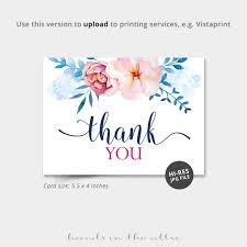 blue florals thank you card