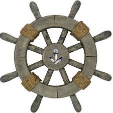 Handcrafted Nautical Decor Rustic Decorative Ship Wheel With Anchor Wall Decor Ahsap Isciligi Avize