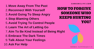 Forgiveness doesn't mean that you should inform the person that he or she has been forgiven. 10 Tricks On How To Forgive Someone Who Keeps Hurting You Career Cliff