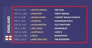 Everything you need to know for the 2018 world cup. England Cricket Team Schedule Of All Matches Of Icc World Cup 2019