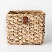 Check spelling or type a new query. Decorative Cube Basket With Leather Pull 13 X 11 Natural Threshold Designed With Studio Mcgee Target