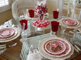 A Valentine S Day Table Setting With A Sweet Centerpiece Valentine Table Decorations Valentine Day Table Decorations Valentine Tablescape