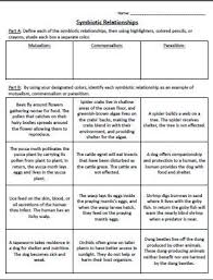 8th Grade Science Symbiotic Relationships Scenarios Assessment Color Coding Mutualism Commensalism Paras Symbiotic Relationships Relationship Science Tpt