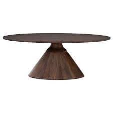 Natural variations in the color and veining of marble make each piece subtly unique. Antonio Mid Century Oval Top Brown Wood Coffee Table 41 W 50 W Kathy Kuo Home