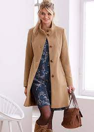 Chic vogue new roamans camel stand up collar animal faux fur trim wool coat 20w. Heine Wool Blend Coat With Stand Up Collar Kaleidoscope