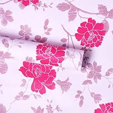 How to decorate with florals and leather together news flash: Wow Interiors Pvc Peel And Stick Self Adhesive Dark Red Flower Wallpaper 200 X 45 Cm Amazon In Home Improvement