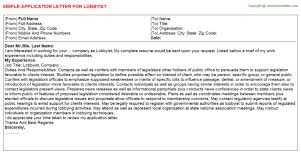 Lobbyist Application Letter