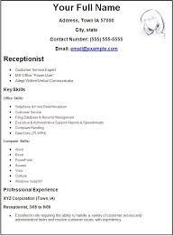 Receptionist Position Resume Sample Free Resume Templates How To Make Resume Job Resume Template Create A Resume