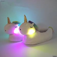 Cartoon Unicorn Led Light Warm Plush Indoor Slippers Shoes Mshormony