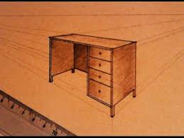 How To Draw Two Point Perspective Office Table Point Perspective Drawing Furniture Perspective Drawing