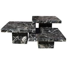 Set Of Three Black Italian Marble Pedestal Coffee Tables Black Marble Coffee Table Pedestal Coffee Table Coffee Table