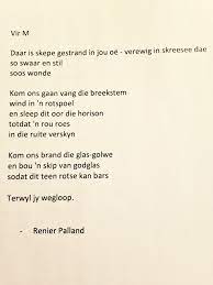 220 nuwe afrikaanse gedigte vir elk om te geniet. Dr Renier Rain Palland Auf Twitter Eerste Afrikaanse Gedig In N Lang Tyd Poetry Afrikaans Gedig Https T Co Gpcm5yteee