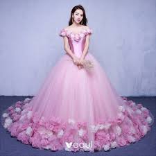 Check spelling or type a new query. Elegante Pink Brautkleider 2018 Ballkleid Applikationen Off Shoulder Ruckenfreies Kurze Armel Kapelle Schleppe Hochzeit