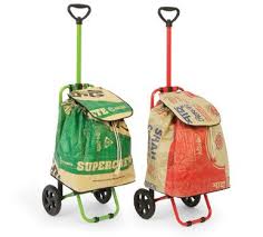Funny Shopping Trolleys Made From Old Cement Bags Upcycle Chic Shopping Trolley Trolley Bags Shopping