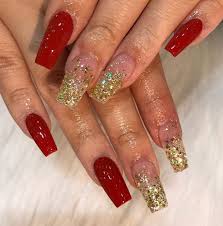 Prom Nails Gold Acrylic Nails Quinceanera Nails Prom Nails Red Stay away from certain reds.