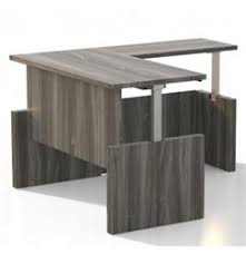 Mayline Aberdeen L Shaped Sit Stand Desk At60 4 Finish Options Sit Stand Desk Adjustable Desk Adjustable Height Desk