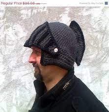 Knight Helmet Crochet Winter Hat Character Hat With Removable Etsy Crochet Hats Crochet Hat Pattern Knight Helmet