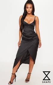 Blessed With A Body Like An Hourglass Good For You Girl Plt Shape Is Designed With You In Mind Dresses Satin Wrap Black Satin