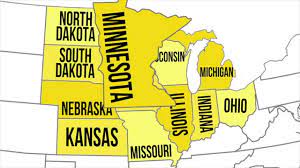 Midwest Map With Capitals Midwestern States - Youtube