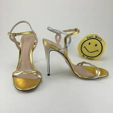 Full star full star full star full star half star. Gucci Silver Gold Tone Metallic Strappy Sandals Heels Authentic It 38 5 Ebay
