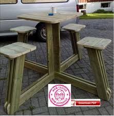 Picnic Table Plan Modern Design Table Plan 4 Seat High Top Etsy In 2020 Outdoor Table Plans Picnic Table Plans Diy Picnic Table