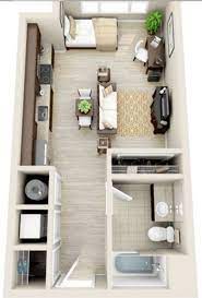Layout small one bedroom apartment design. 18 Coolest Studio Apartment Layout Decoratoo Small Apartment Layout Garage Apartment Interior Small Apartment Plans