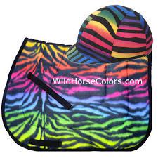 This Is A Favorite Rainbow Tiger Saddle Pad And Helmet Cover Saddle Pads Fun Saddle Pad Saddle Pads English