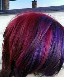 These red and purple bangs contain two colors, but if your hair is curly, you may want to stick to just one with dimensional highlights instead. Pin On Hair Growing Out