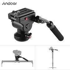 Andoer Video Camera Tripod Action Fluid Drag Pan Head Hydraulic Panoramic Photographic Head For Canon Nikon Sony Dslr Camera Camcorder Shooting Filming