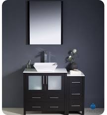 Limited time sale easy return. 42 Espresso Modern Bathroom Vanity Vessel Sink With Faucet And Linen Side Cabinet Option