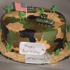 First army cake this is chocolate cake with vanilla creme filling covered in bc and fondant accents. Military Cakes Photos