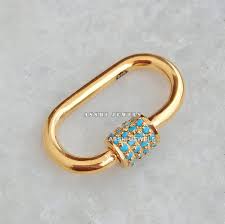 Featuring a gold chain with a mini carabiner clip with diamante detail, what's not to love? 14k Gold Micro Plated Turquoise Carabiner Lock Jewelry