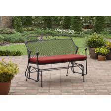 Enjoy Relaxing On The Red Better Homes And Gardens Clayton Court 2 Person Glider With Its Smooth Flowing Motion Outdoor Bistro Set Outdoor Glider Patio Glider