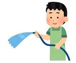 ホースで水をまく人のイラスト（男性） | かわいいフリー素材集 いらすとや