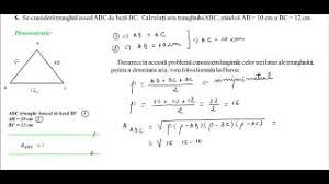 Următoarea proprietate se referă la liniile importante în triunghi. Cl A Vii A Aria Poligoanelor Stud Pb 6 Aria Triunghi Isoscel Stiu Laturile Heron Met I Youtube