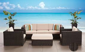 Glucksteinhome Bali 4 Pce All Weather Resin Wicker Conversation Set With Deluxe Cushions Outdoor Furniture Sets Wicker Conversation Sets Outdoor Sectional Sofa