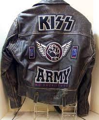 Official Kiss Army Jacket Made From The Finest Quality Antiqued Distressed Leather Comes With An Embr Custom Leather Jackets Leather Motorcycle Jacket Jackets