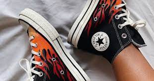 Flame Converse Chuck Taylor Fashion Shoes Hype Shoes Black Shoe Paint