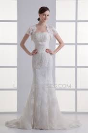 Satin Lace Sweetheart Mermaid Trumpet Short Sleeve Wedding Dresses With Jacket 2031282
