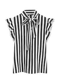 Black And White Vertical Striped Shirt Womens Floerns Women S Sleeveless Bow Tie Striped Summer Chiffon Blouse Top At Amazon Women S Clothing Store With Images Blouses For Women Chiffon Tops Blouses Striped Blouse