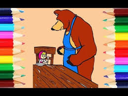 Masha selalu usil kepada misha si beruang, misha merasa terganggu dan kadang jengkel terhadap ulah misha, meskipun begitu misha sangat gambar mewarnai masha and the bear hd. Cara Mewarnai Masha And The Bear Makan Bersama Beruang How To Coloring Pages And Drawing Youtube