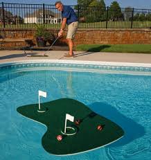 Pool Golf Game Backyard Floating Hole Putting Green Velcro Balls Mat Tee Dad Pool Toys For Adults Backyard Accessories Pool Toys