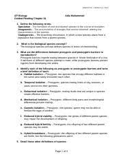 The process of evolution drives the diversity and unity of life. Ch 24 Guided Reading Adapted From L Miriello By S Sharp Ap Biology Guided Reading Chapter 24 Name 1 Define The Following Terms A Speciation The Origin Course Hero